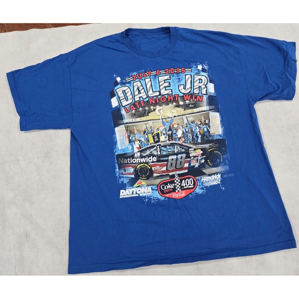 Dale Earnhardt Jr 88 Shirt 2XL Blue 2015 Late Night Win Coke Zero 400 Daytona